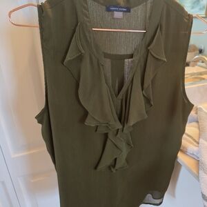 Tommy Hilfiger Olive Ruffle Blouse